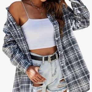 NWT Oversized Plaid Shirt